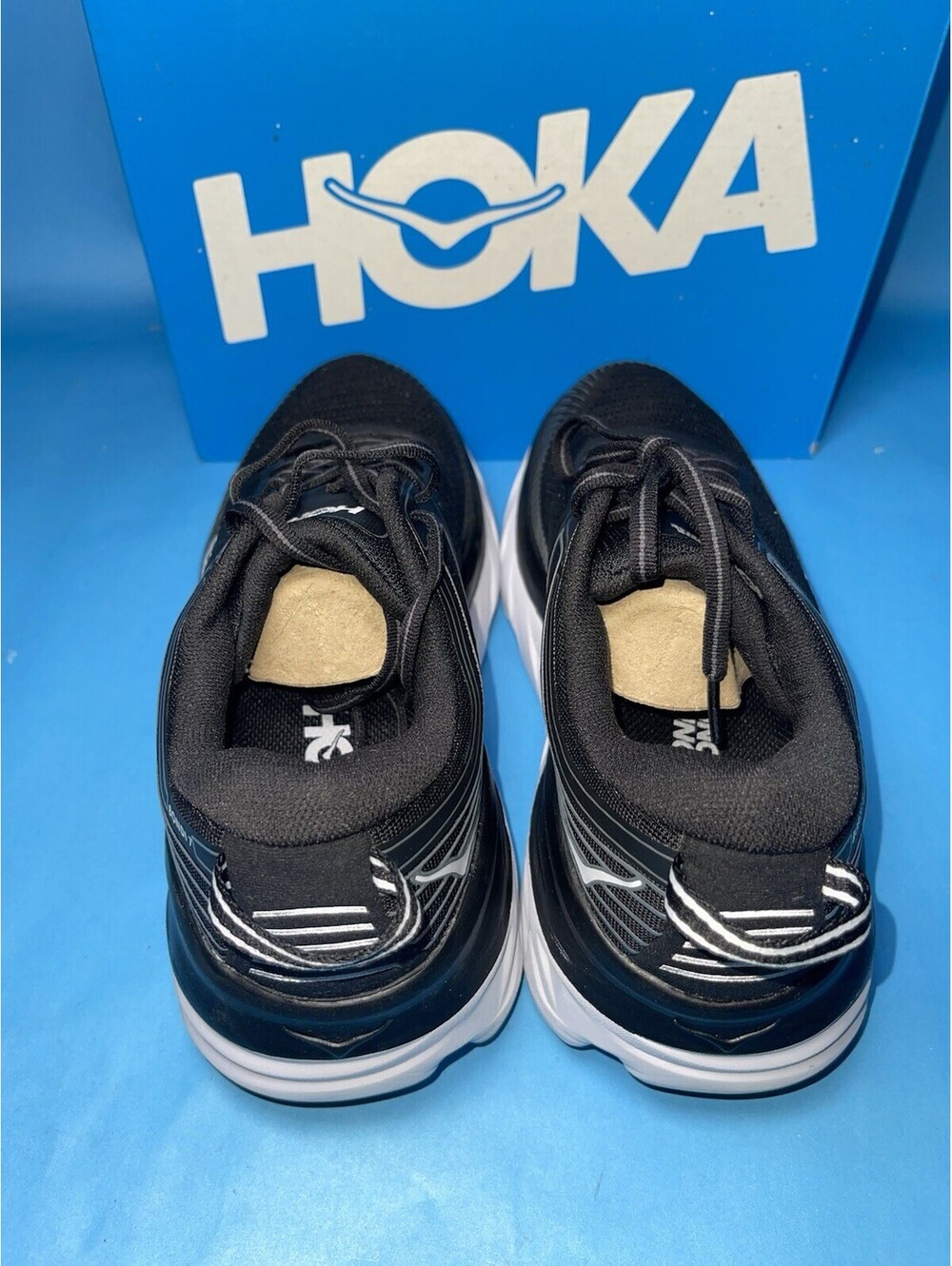 HOKA Bondi 7 Women’s Running Shoes Black White Size 8 BWHT 1110519 - Picture 4 of 7